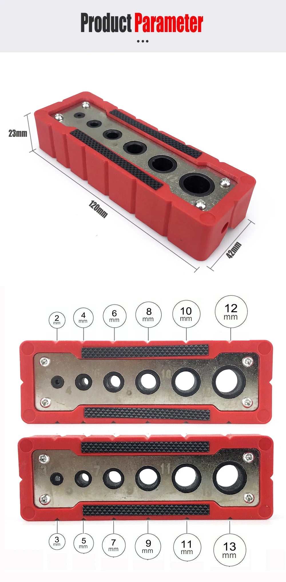 Multifunctional Hole Puncher 2-12/3-13mm Drilling Guide Locator Suitable for Round Rod and Plane Right Angle Punching Holes