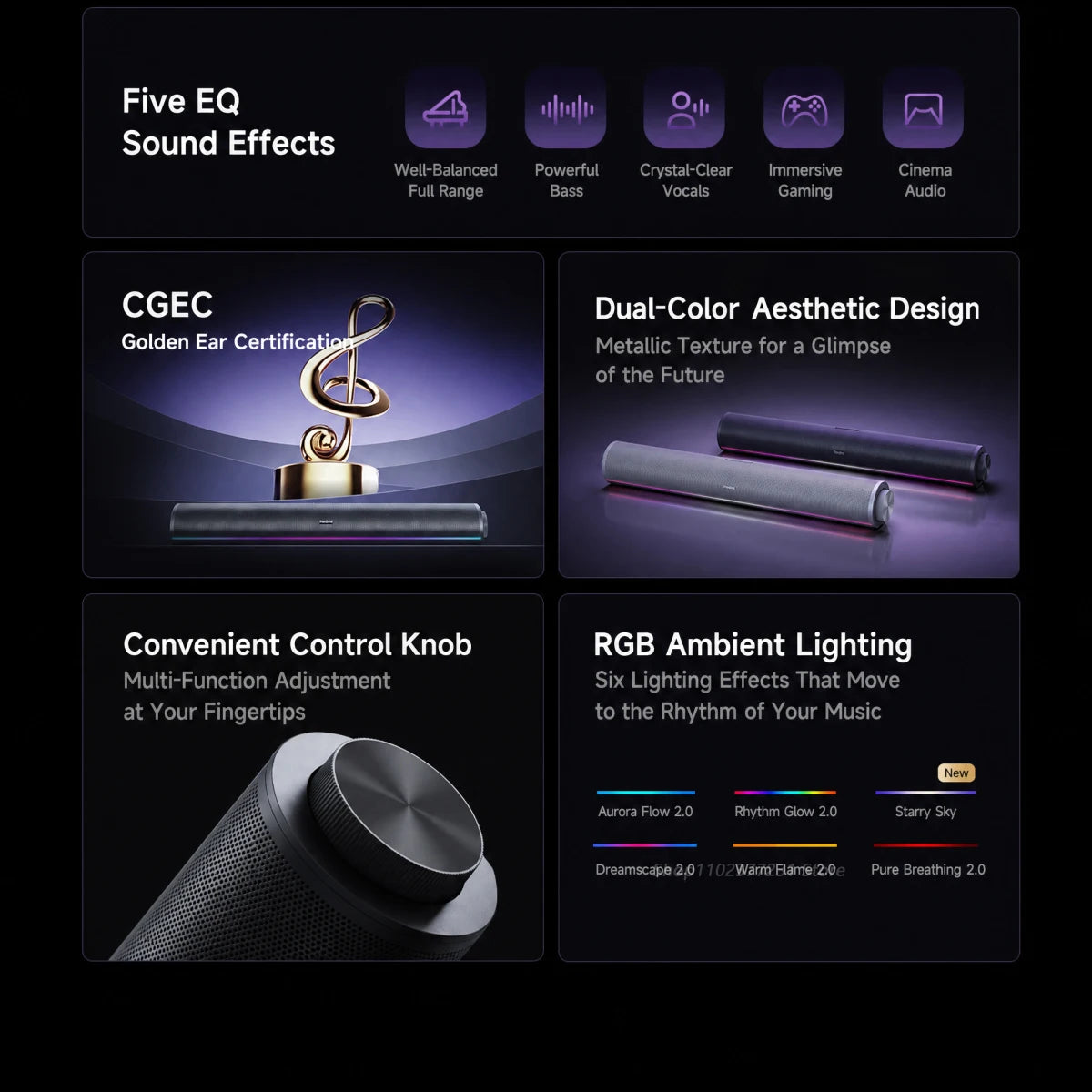 NEW Mijia REDMI Computer Speaker 2 Pro Four-Unit Two-Channel Stereo RGB Ambient Light Bluetooth 5.0 Built-in Microphone