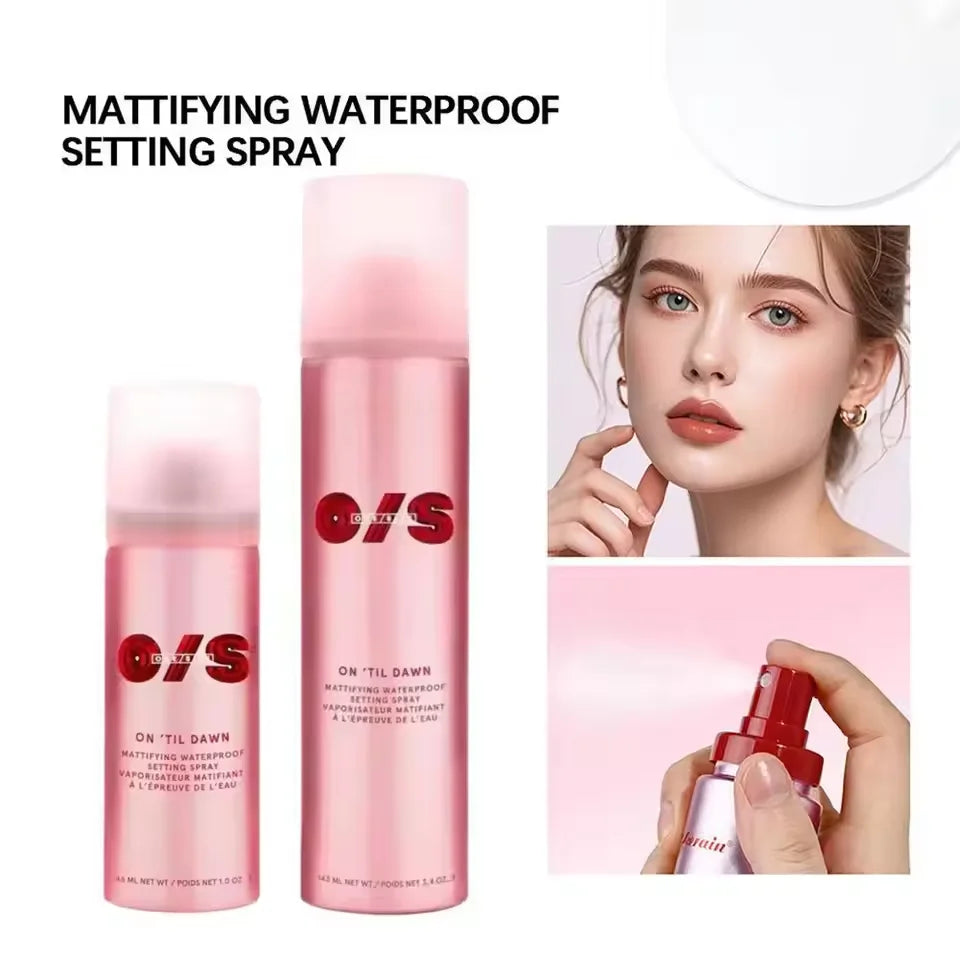 Tidesmit matte setting spray texture close-up for waterproof long-lasting face makeup finish