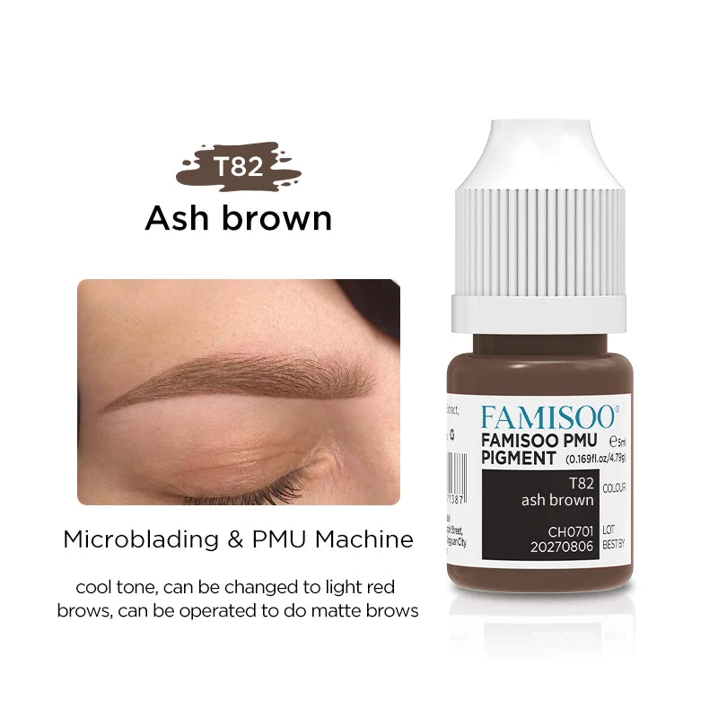 Permanent Makeup Pigment 5ml | Professional PMU Lip & Brow Ink Permanent Makeup Machines T82 Ash Brown China Mainland Tidesmit