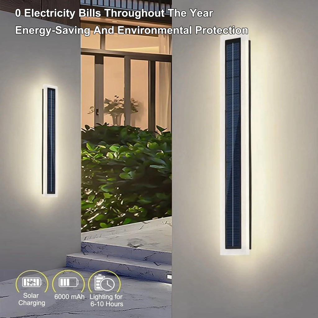 60cm Solar Wall Light Outdoor IP65 Waterproof LED Wall Lamp Dusk to Dawn Solar Powered Exterior Light Fixture for Garden Patio
