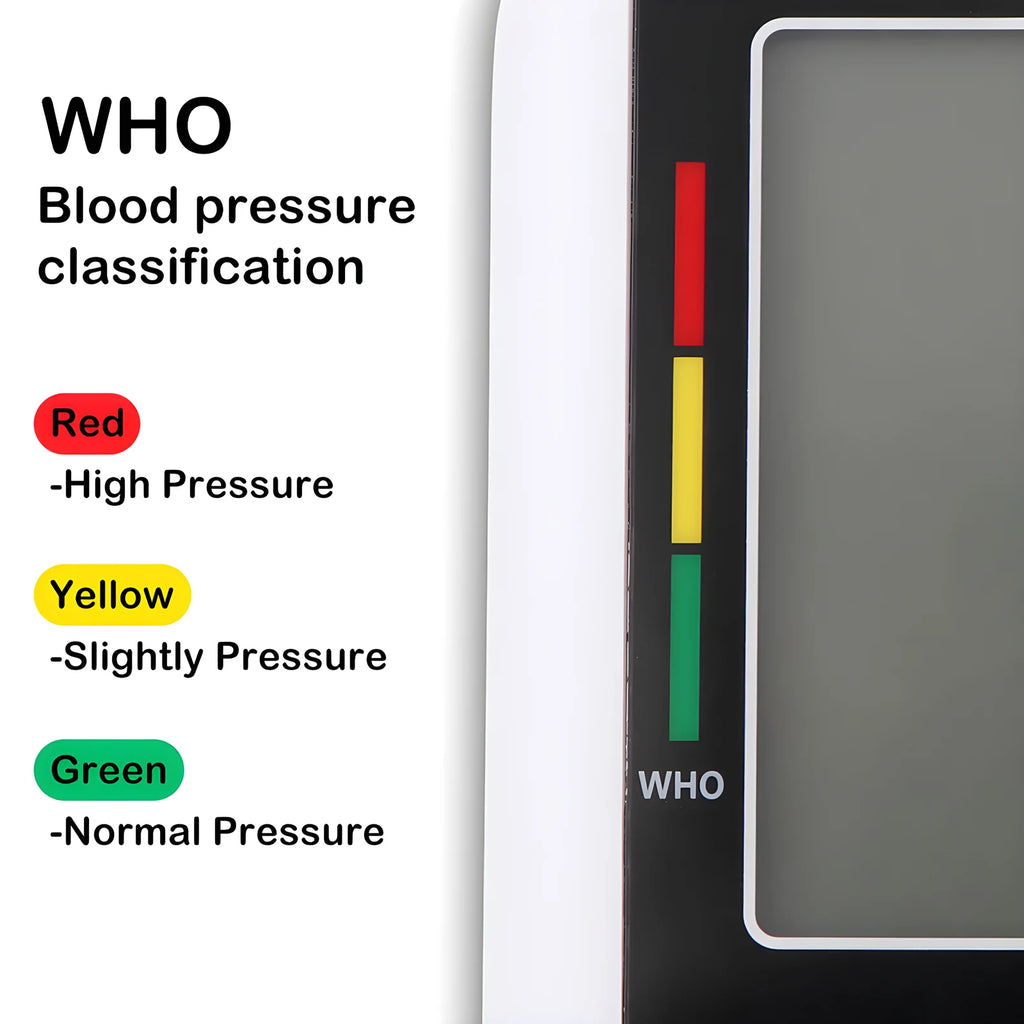 Digital Blood Pressure Monitor Arm Sphygmomanometer Heart Rate Pulse Meters Big Screen Automatic Tonometer with Cuff
