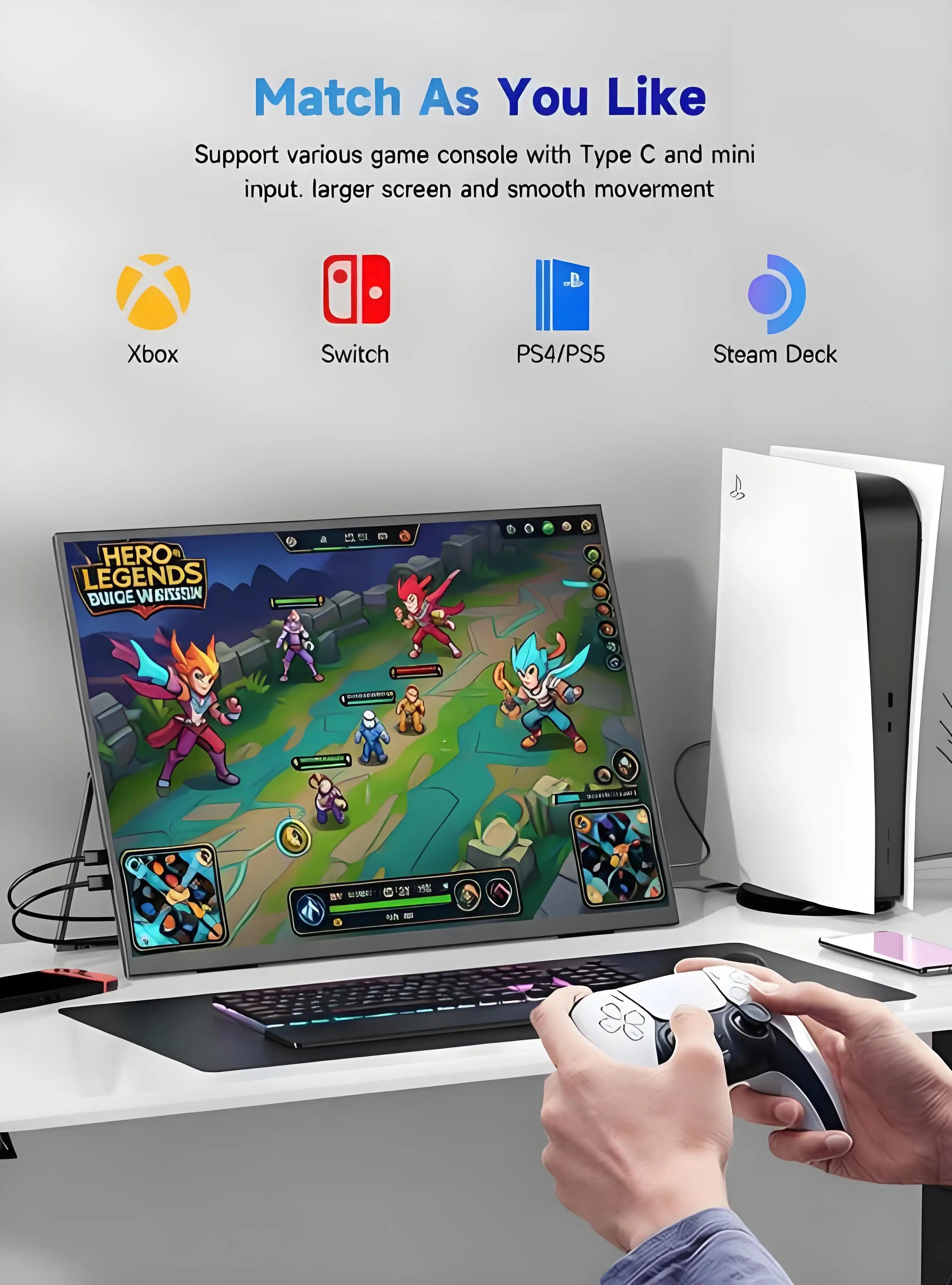 SIBOLAN 24.5" 165Hz Touch Portable Gaming Monitor Non-touch Optional 2560*1440P External Display TYPE-C HDMI for Laptop Mini PC