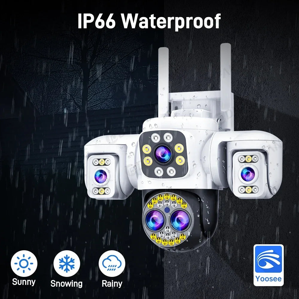 Yoosee Outdoor Camera Triple Screen Quad Lens 10X Optical Zoom AI Auto Tracking ONVIF Waterproof Yoosee CCTV Security Protection