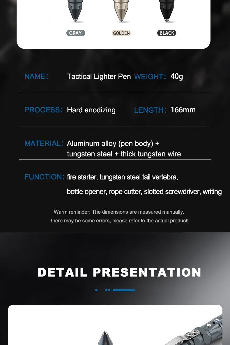 LETGOS Tungsten Steel Tactical Pen - Emergency Self Defense Multi Tool Survival Pen + Glass Breaker + EDC Tool Box Set for Men