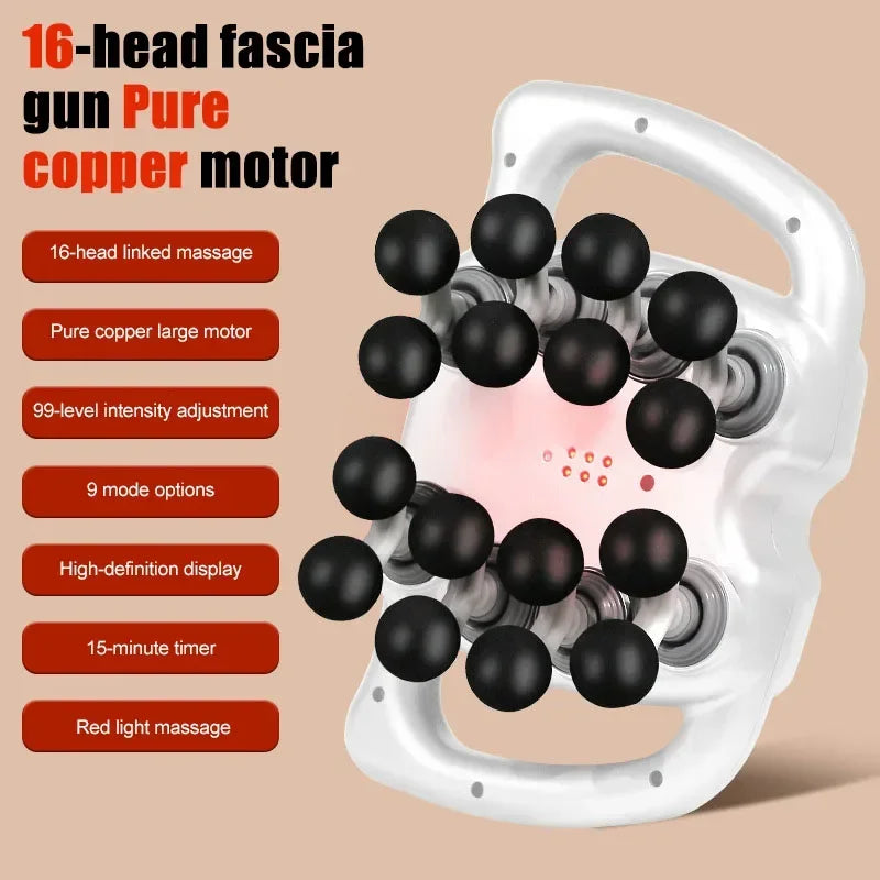 Fascia Gun Deep Tissue Massager - 16 & 24 Head Muscle Recovery Tools Fascia Gun White-16 Tidesmit