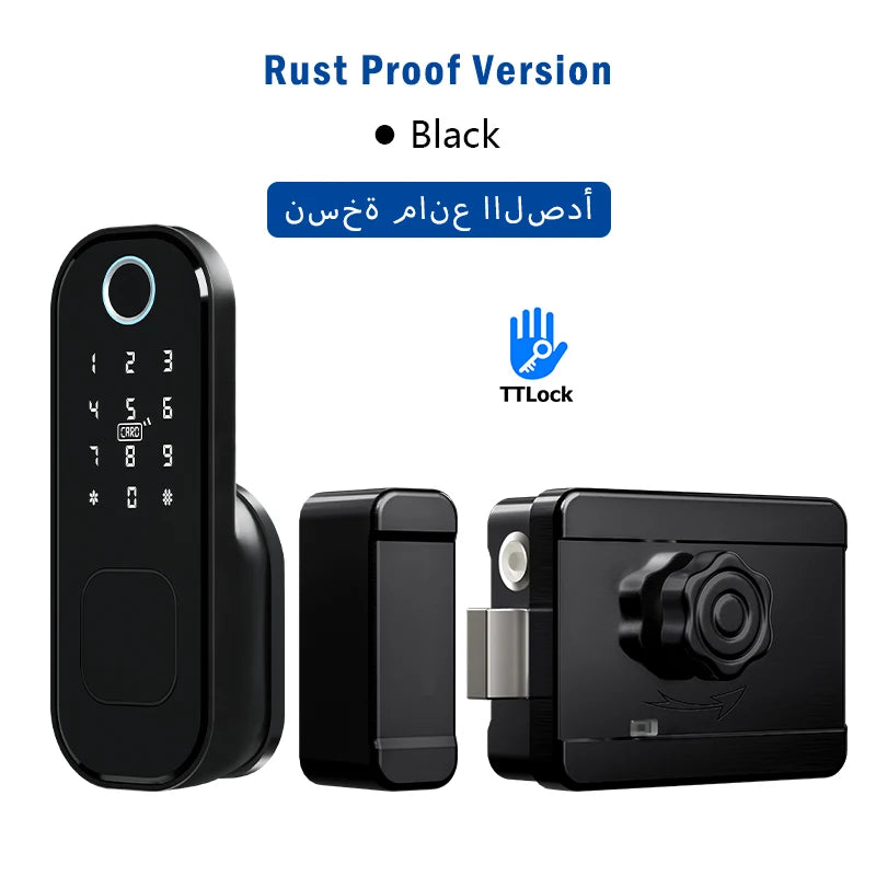 R5 PRO Rust Proof Coating Fingerprint TTLock App Outdoor Lock Remote Control Power Saving Code Smart Door Lock Electric Rim Lock