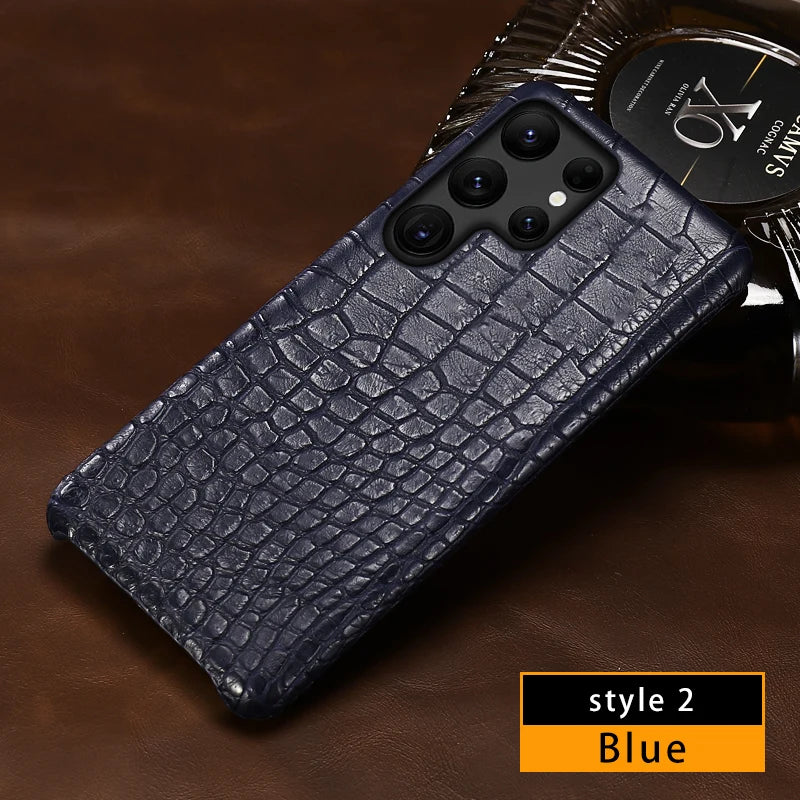 Samsung Galaxy S25 Ultra Leather Case - Slim Military-Grade Protection blue 2 Tidesmit