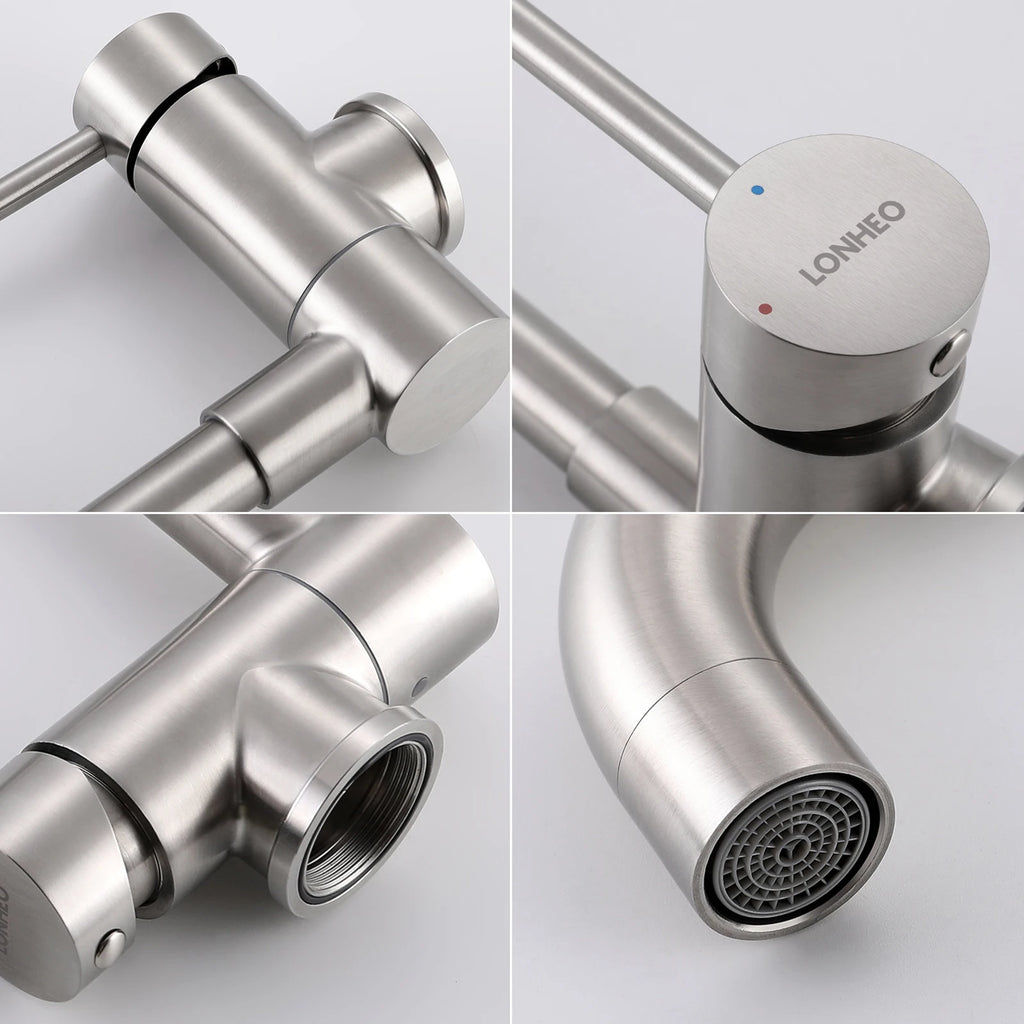 360° Swivel Foldable Kitchen Mixer, Kitchen Faucet with Window-Facing Folding Handle, 304 Stainless Steel Sink Mixer Tap