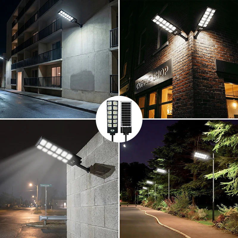 300W Super Bright Solar Street Lights Outdoor Wall Lamp With Motion Sensor Remote Control Garden Street Light RemoteControl Energy-Efflcient Waterproof 4300mah 8000 Lm Solar Street lght
