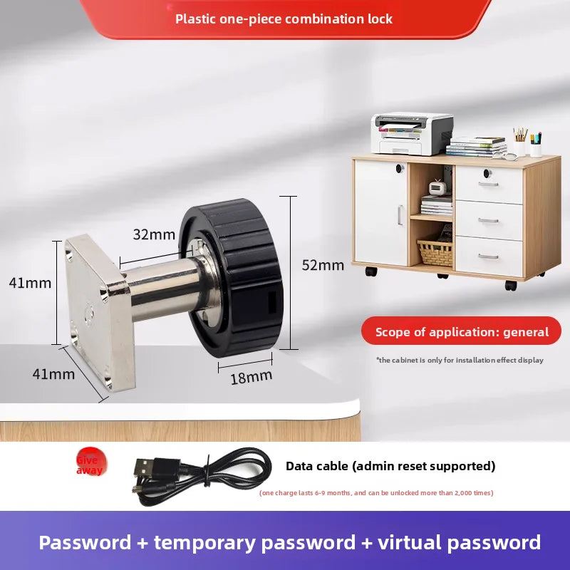 KOB Smart Cabinet Cam Lock - Remote Unlock Fingerprint Password Lock for Office Desk File Metal Cabinet Drawer
