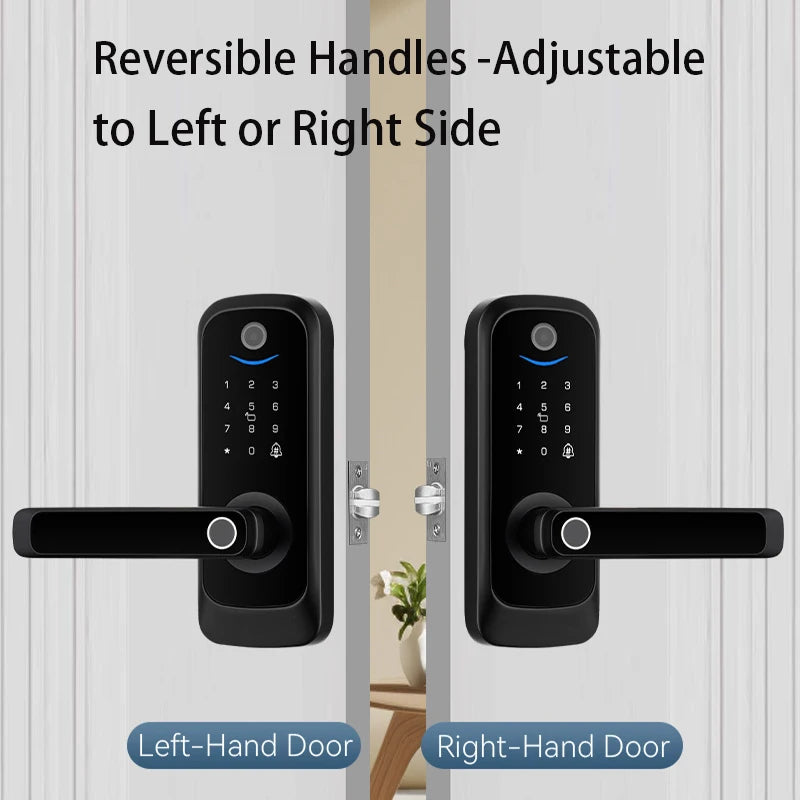 Keypad Door Lock With Handle Fingerprint Door Lock Smart Doorbell Cat eye Peephole Camera Tuya Wifi App Door Locks For Bedrooms