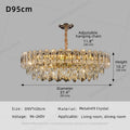 Modern Crystal LED Chandelier for High Ceilings - Adjustable Light D95CM Tidesmit