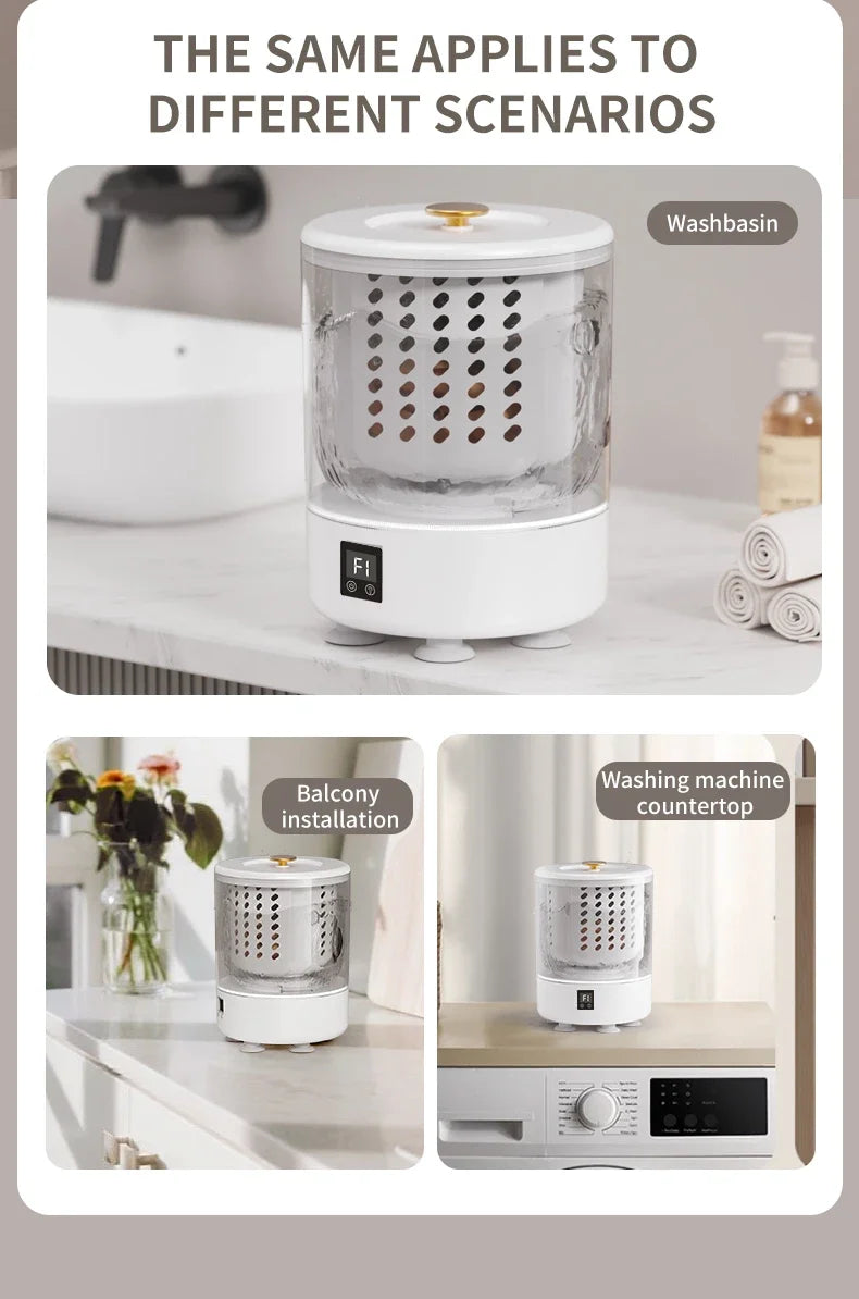 Tidesmit 3L portable mini washing machine showing the internal spin drying basket for underwear and socks