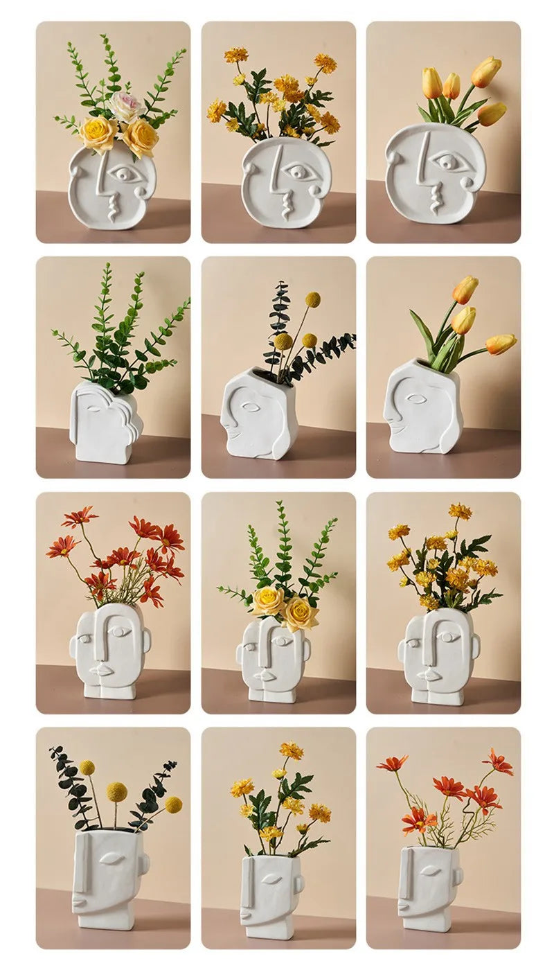 Nordic ceramic vase, dried flowers vases, living room, bedroom, interior, office, home decoration accessories ceramic vase