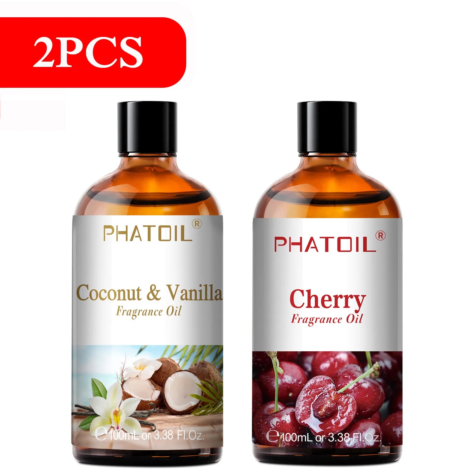 PHATOIL 100ml Fragrance Oil Cherry Coconut & Vanilla Mango Watermelon Strawberry Aromatherapy Oils For Diffuser Candle Making