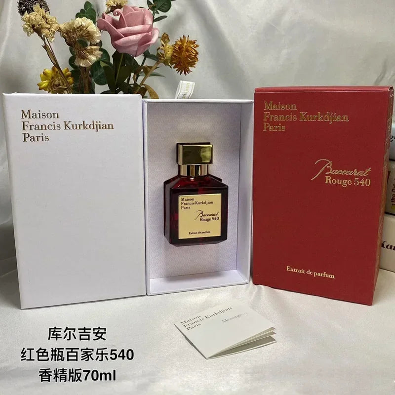 Maison Francis Kurkdjian Baccarat Rouge 540 Extrait de Parfum, 70ml square red bottle, luxury unisex scent gift set.
