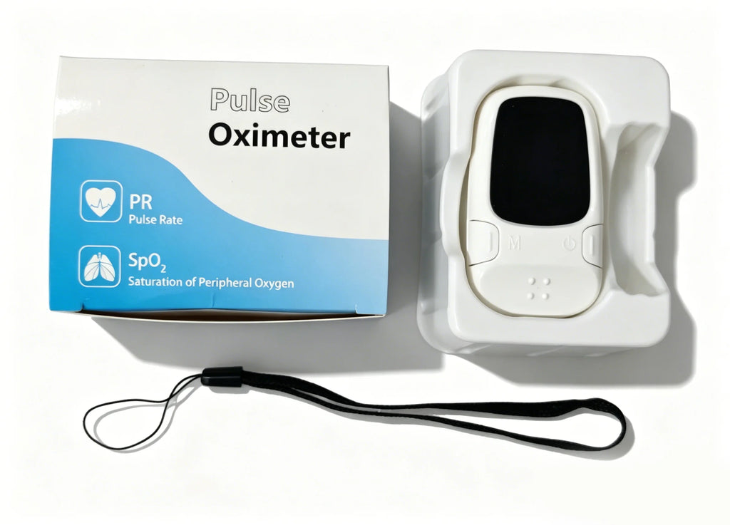 Pulse Oximeter Portable Strap Lanyard Blood Oxygen Saturation Monitor Digital LED Display Child Fingertip Oximetry use battery