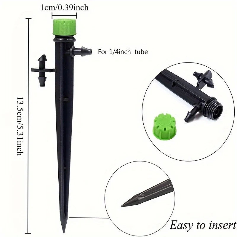 Drip Emitters Perfect for Tube PE Pipe,Adjustable 360 Degree Water Flow Irrigation Drippers on Stake for Flower Bed,Garden, Lawn