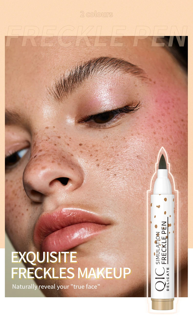 Tidesmit waterproof fake freckle pen showing natural dot spot makeup application detail view