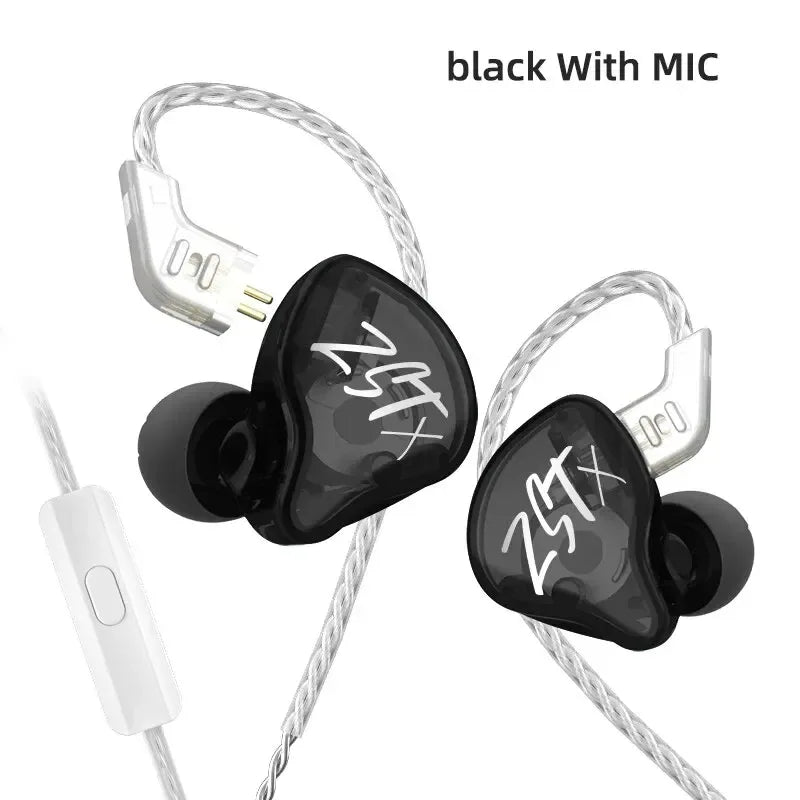 KZ ZSTX In-Ear Monitors Hybrid Driver Noise Cancelling by Tidesmit ZSTX Black MIC Tidesmit