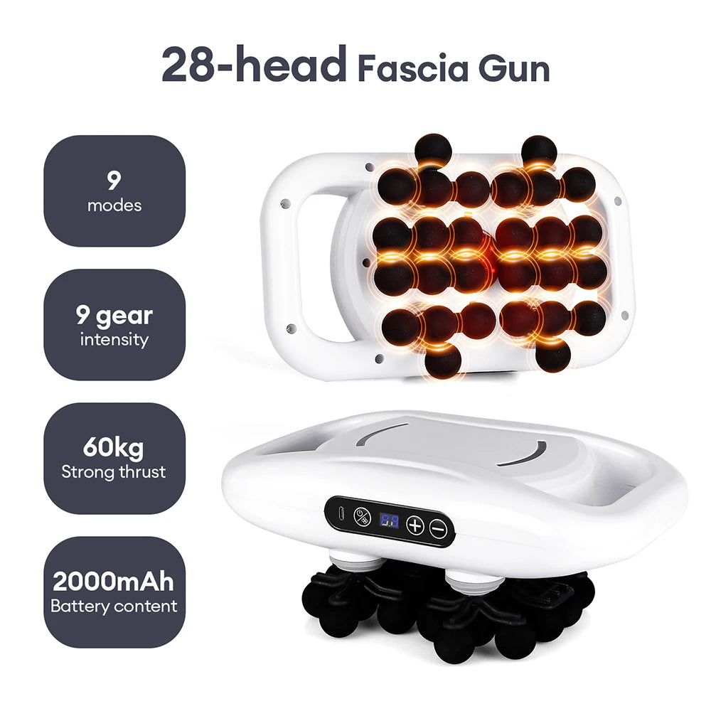 Deep Tissue Massage Gun - Portable Muscle Recovery Tool by Tidesmit Relaxation Treatment 28 head-White Tidesmit