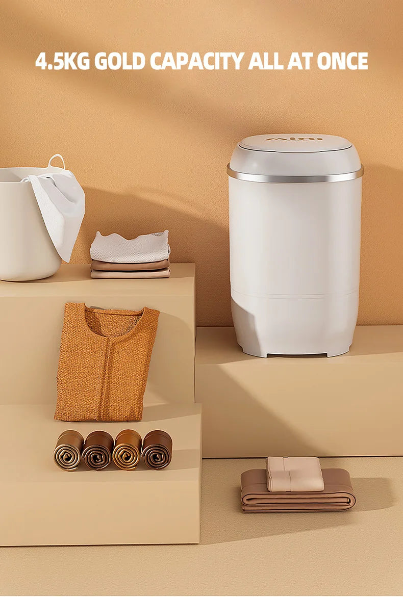 Tidesmit mini semi-automatic washing machine for baby clothes and underwear showing side control panel features