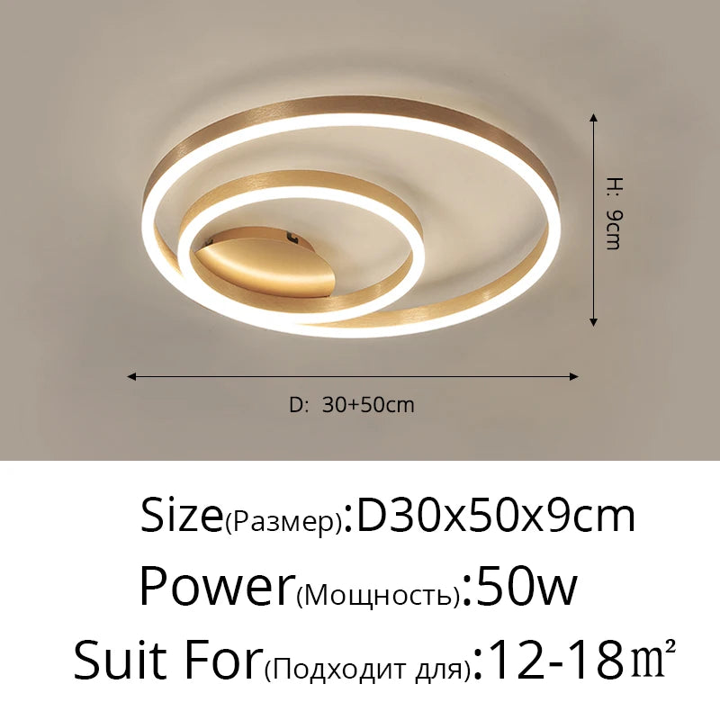 Nordic Creative Led Circle Chandeliers Bedroom Living Dining Room Lighting Chandelier Golden Brown Glossy Lamp Home Indoor Lamps