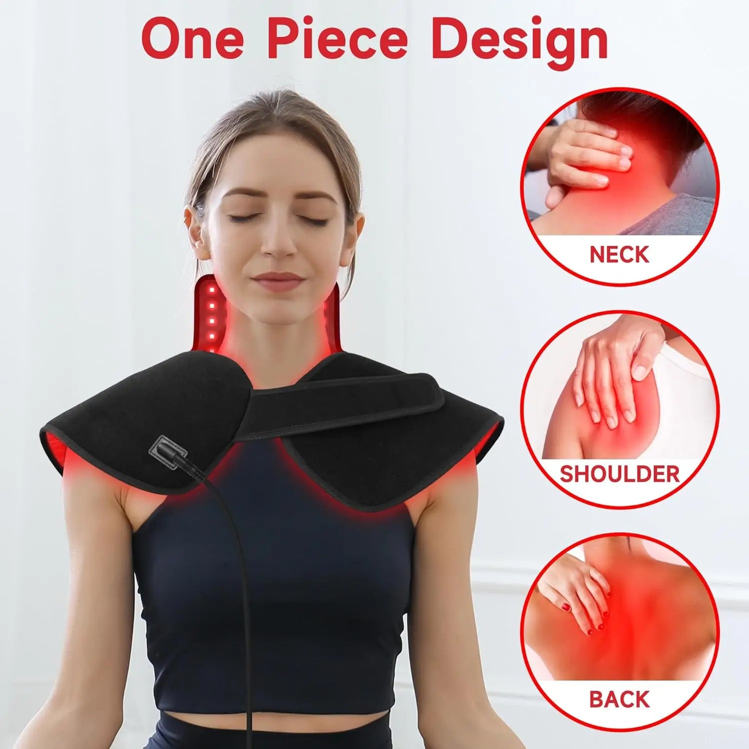 Red Light Therapy Pad for Muscle Relief with 288 LEDs Infrared Heat Massage Chairs Tidesmit