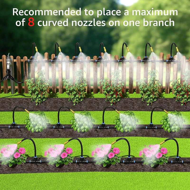 Drip Irrigation System 100FT 1/4" 2026-Upgrade Garden Sprinkler Kit With 16PCS 360° Adjustable Automatic Misting Watering System