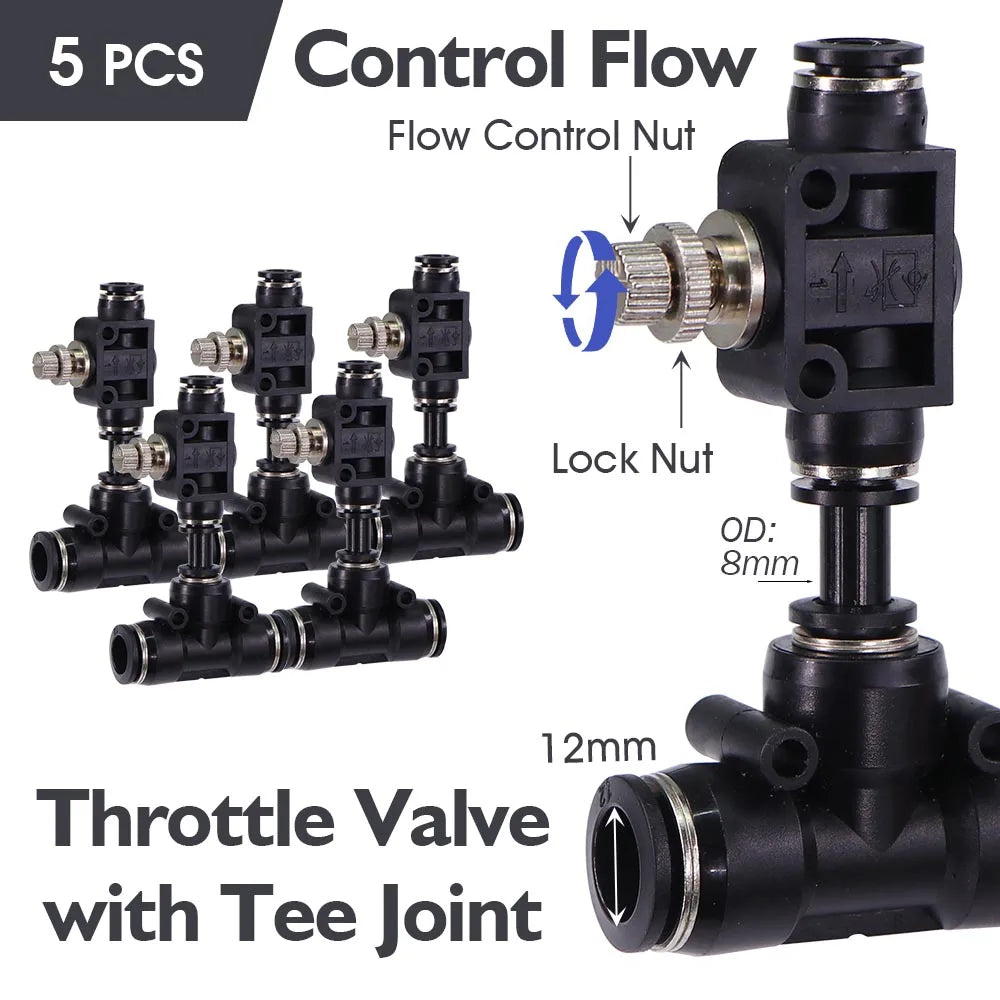 3/8" 9/12mm Misting Cooling System 360° Bend 0.6mm Nozzles Atomizer Sprayers PE Tubing 80 Mesh Filter Garden Irrigation Watering