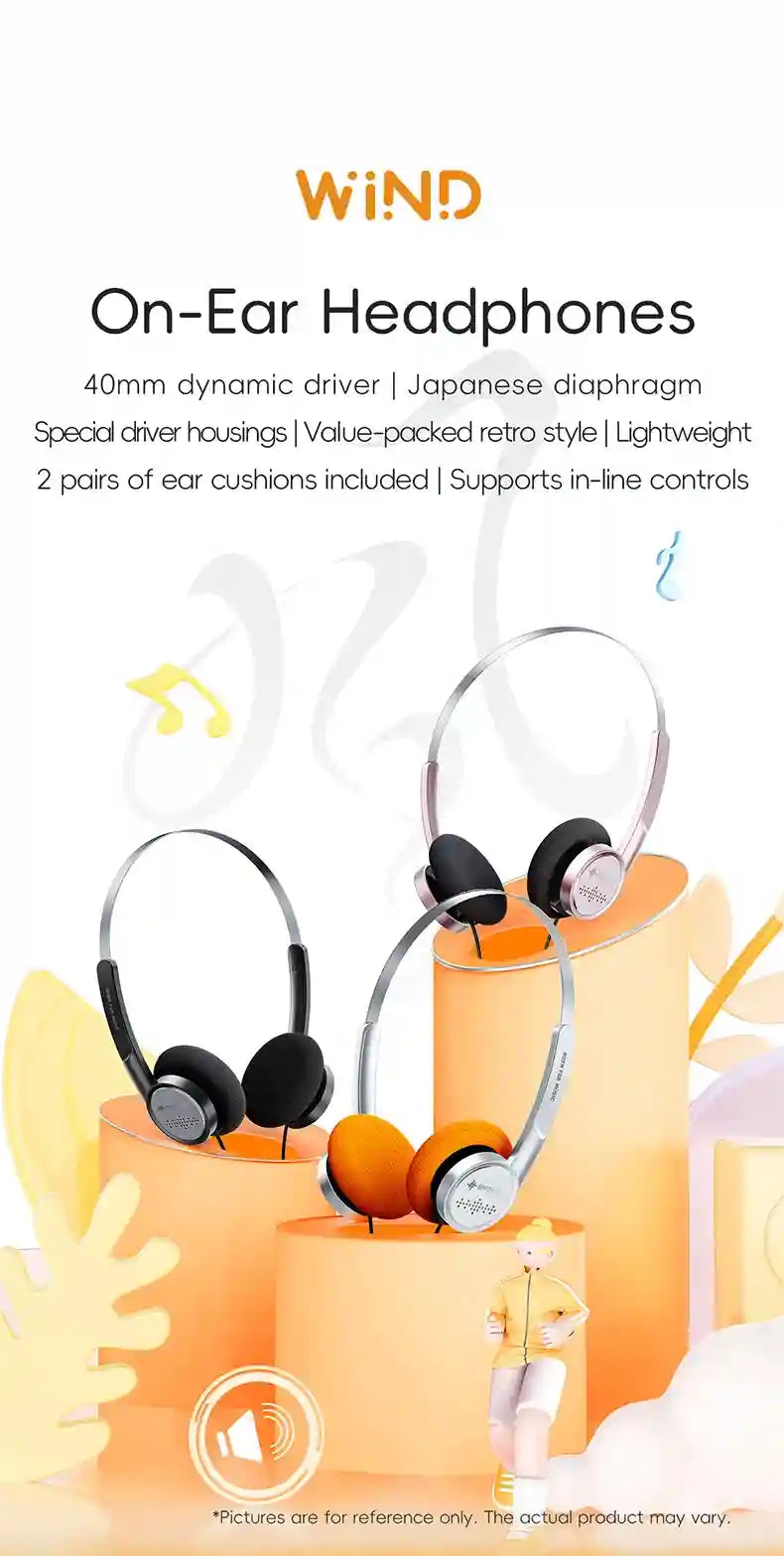 Wired On-Ear Headphones with Mic and 40mm Drivers - Tidesmit Tidesmit