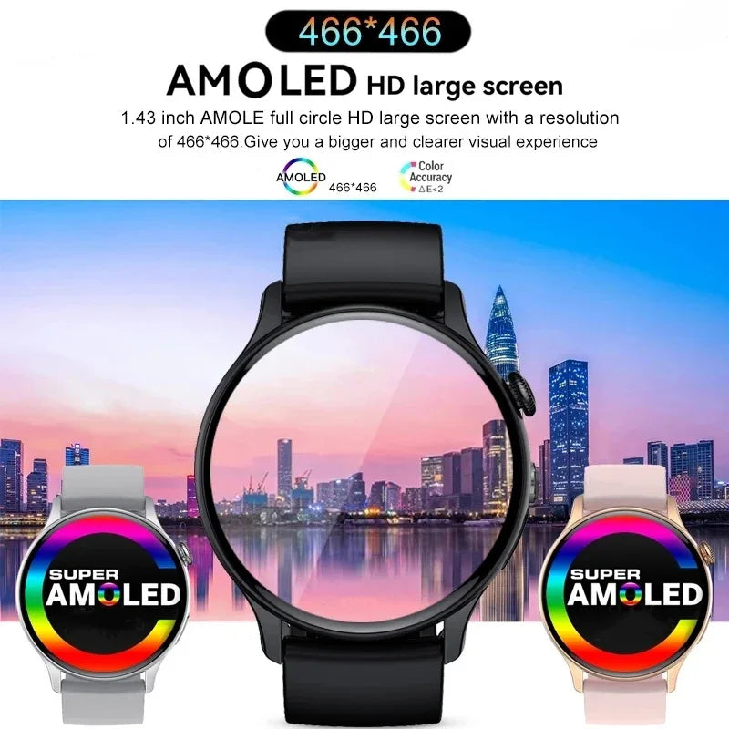 2025 AMOLED Smart Watch Ladies Screen Always Show Time 466*466 HD Health Tracker Voice Calling Smartwatch Women