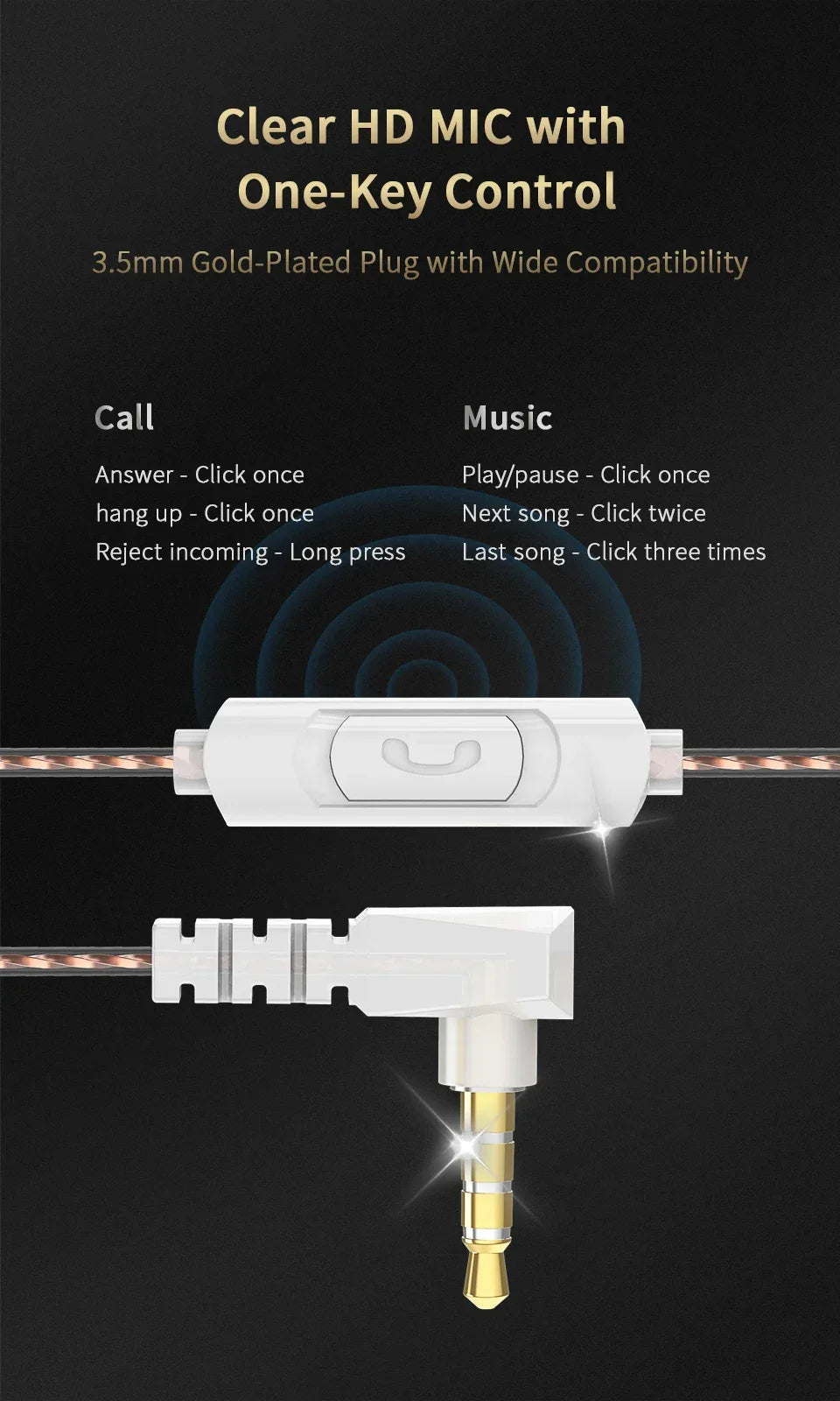 Wired In-Ear Monitors HiFi Stereo Earphones with Mic by Tidesmit Tidesmit