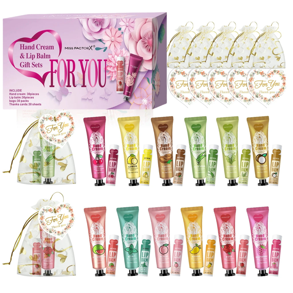Lip Care & Hand Cream Wedding Gift Set - 30 Pack Moisturizing Treatment Lip Care Tidesmit