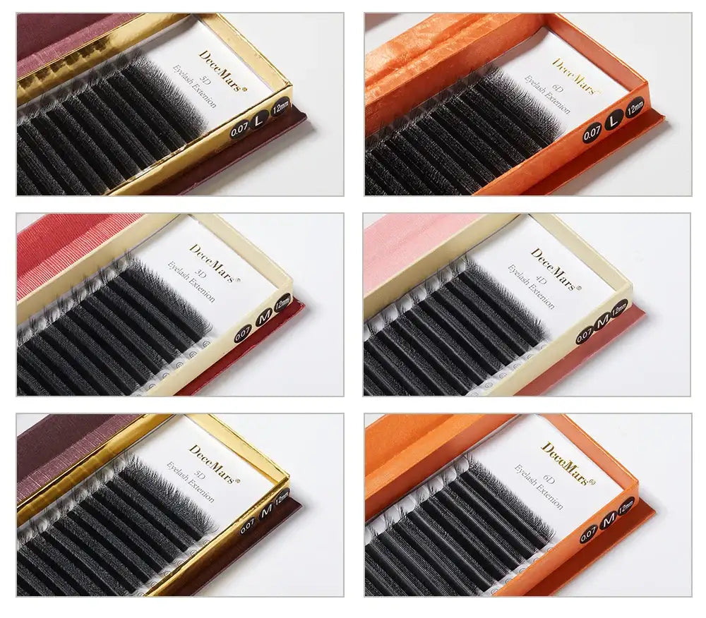 DeceMars L-curl M Curl YY 3D 4D 5D 6D Eyelash Extension 12 Lines for Makeup False Eyelashes Tidesmit