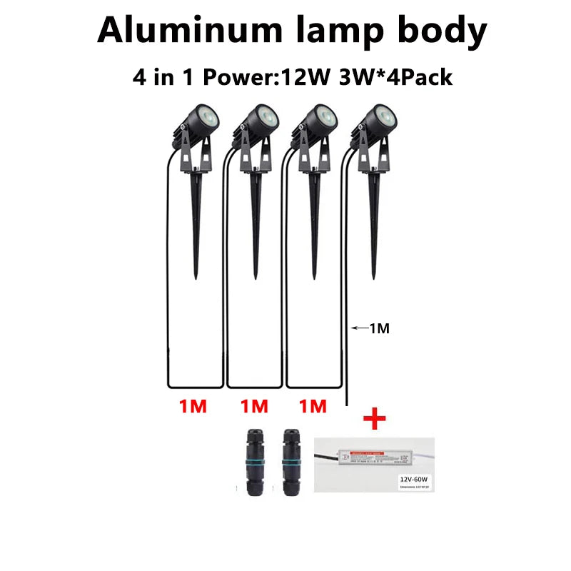 24V Low Voltage LED Garden Spot Lights 6-14Pack IP65 Waterproof + Transformer Outdoor Yard Patio Pathway Decorative Lighting