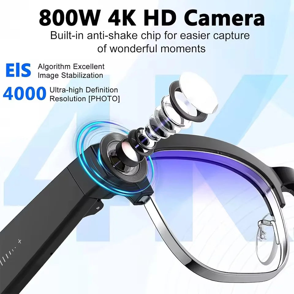 AI Smart Glasses with 4K Camera, Bluetooth, and Spatial Audio - Tidesmit Tidesmit