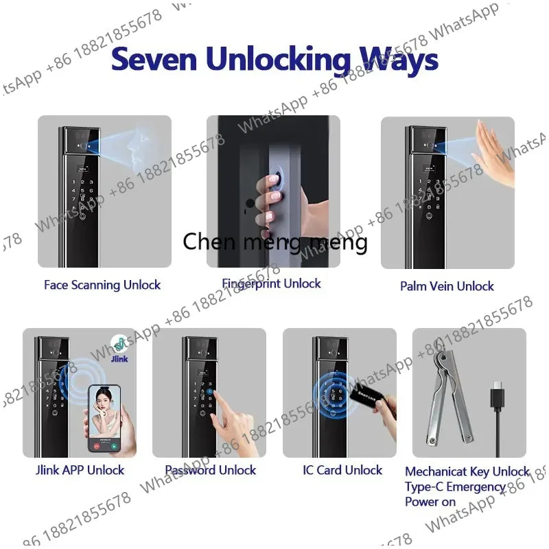 RAYKUBE S90 Jlink WiFi 3D Facial Palm Vein Recognition Rechargeable Smart Fingerprint Lock With Dual WIFI Cameras APP Video Call