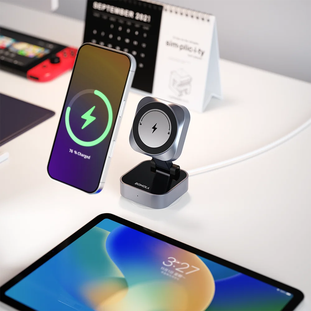 Magnetic Wireless Car Charger: MagSafe Compatible Foldable Suction Mount Tidesmit