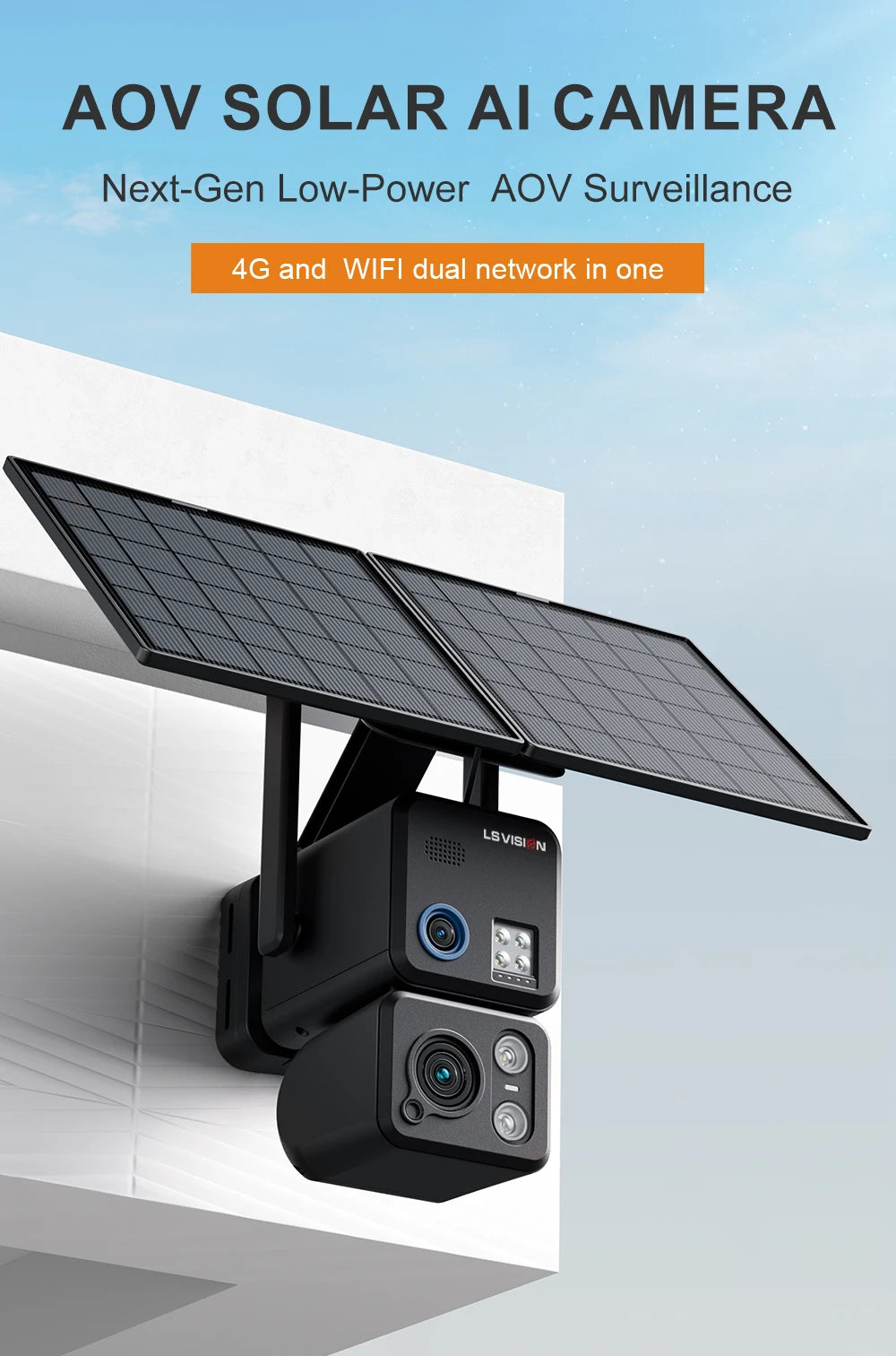 LS VISION 20XZoom 2in1 4G and Wifi AOV Solar Camera 8MP 24/7 Recording Outdoor Surveillance Camera AI Humanoid/Car/Pet Detection