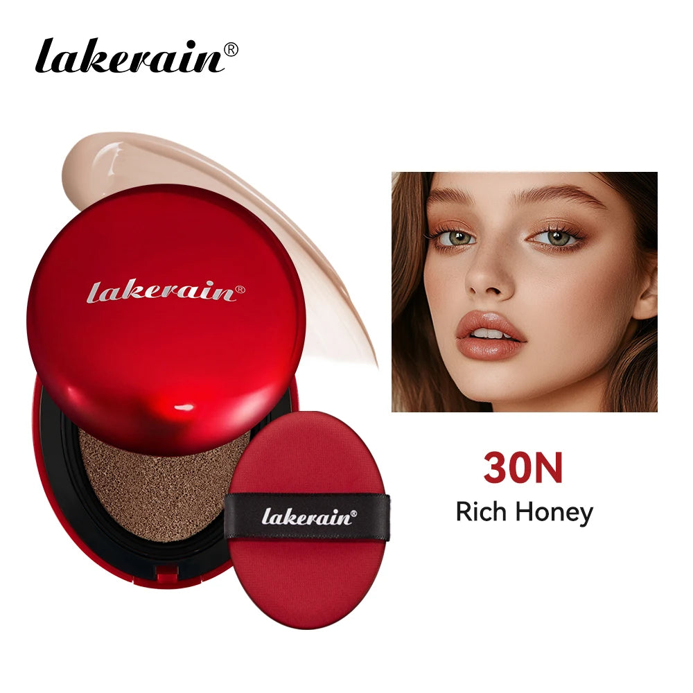 Tidesmit Lakerain waterproof sunscreen cushion foundation swatch showing full coverage semi-matte finish texture