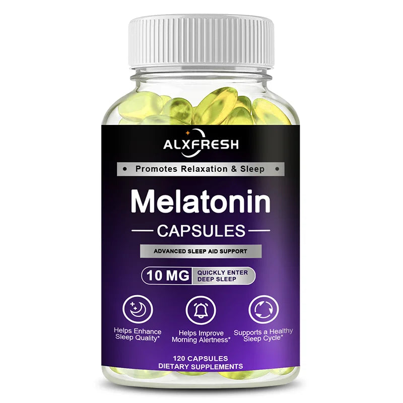 Alxfresh Melatonin 10mg with Vitamins | Gluten Free Non-GMO Vegan | Dietary Supplement