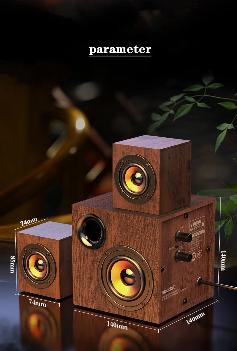 Portable Bluetooth Speaker - Wooden Desktop Audio with Deep Bass Tidesmit
