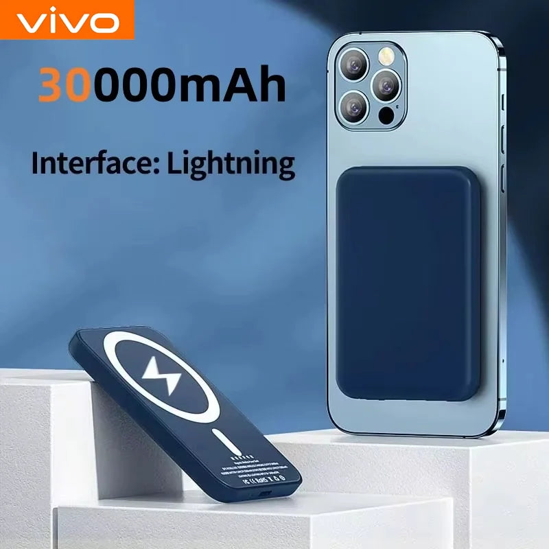 Magnetic Power Bank 50000mAh - Fast Wireless Charger for iPhone Blue 30000mAh Tidesmit