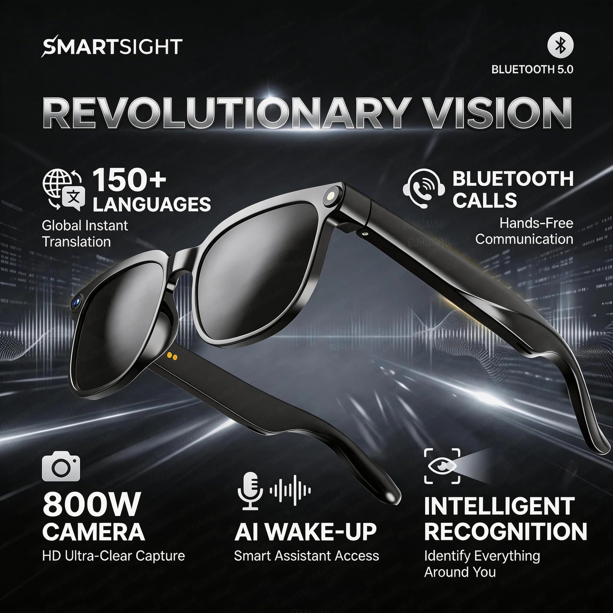 2026 4K 8MP Smart Glasses Men HD Camera 150+Language Translation ChatGPT WIFI Video Recording Bluetooth CallAudio Glasses Women