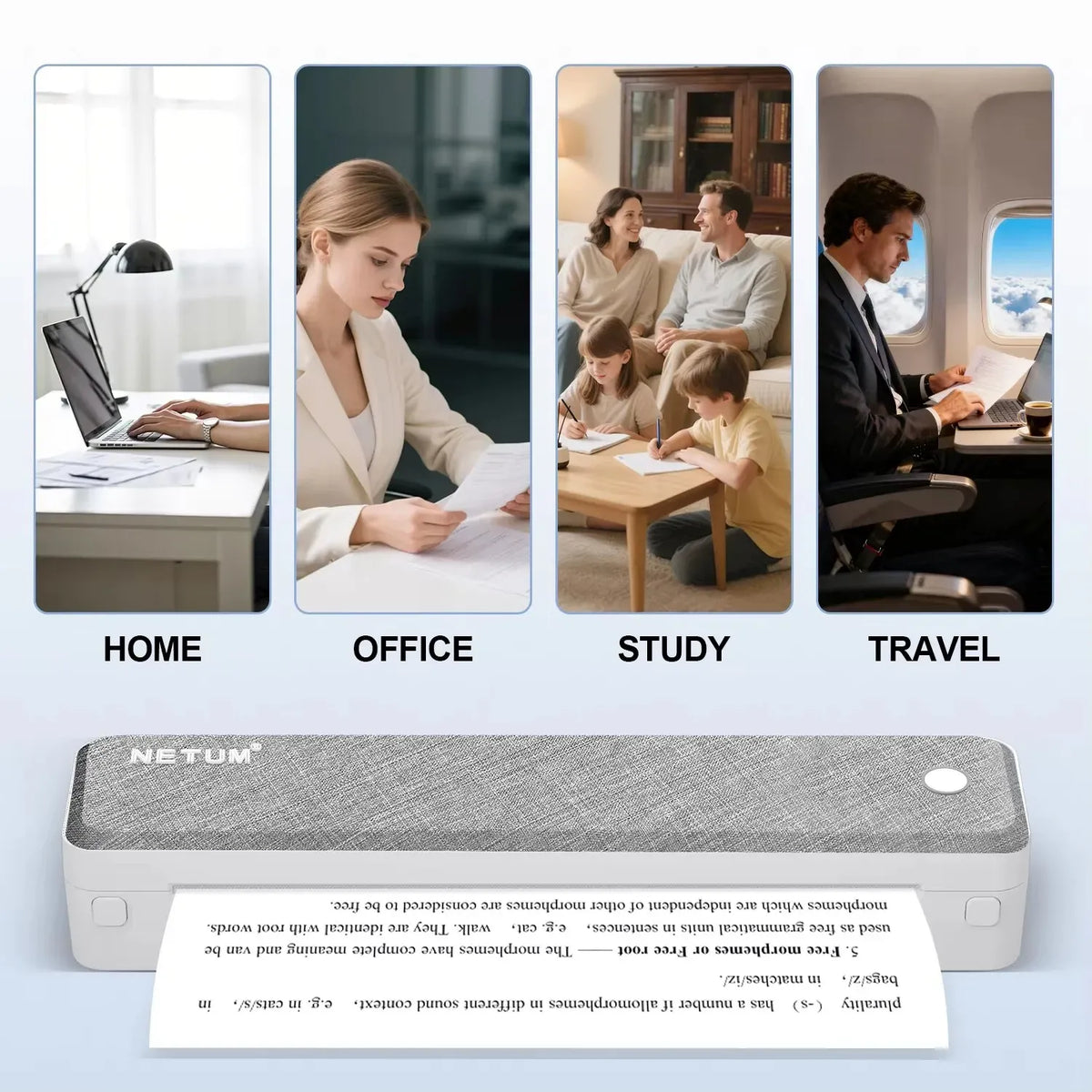 Desktop A4 Bluetooth  Printer Thermal Barcode Label Printer Printing for Business Travel  Printing