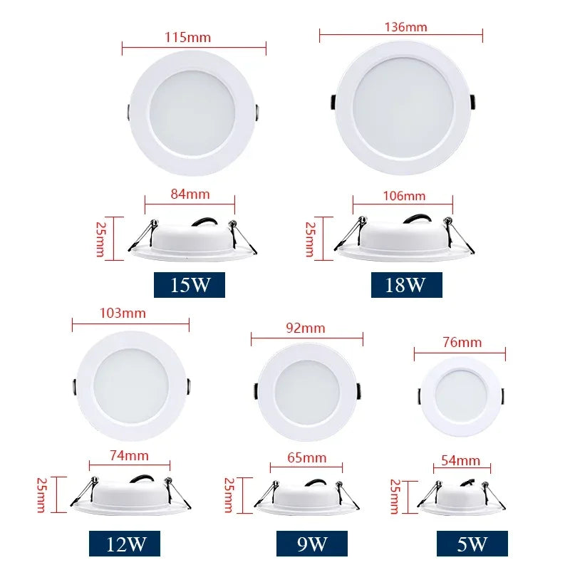 2-8pcs Recessed Ultra-thin LED Downlight DC12V 24V AC110V-240V Ceiling Lamp Warm Cold White Indoor 5W 9W 12W 15W 18W Lighting