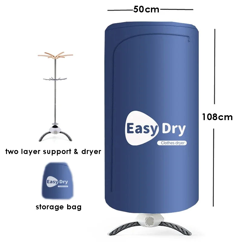 Tidesmit 220V portable electric clothes dryer and folding laundry drying rack with timing function side view