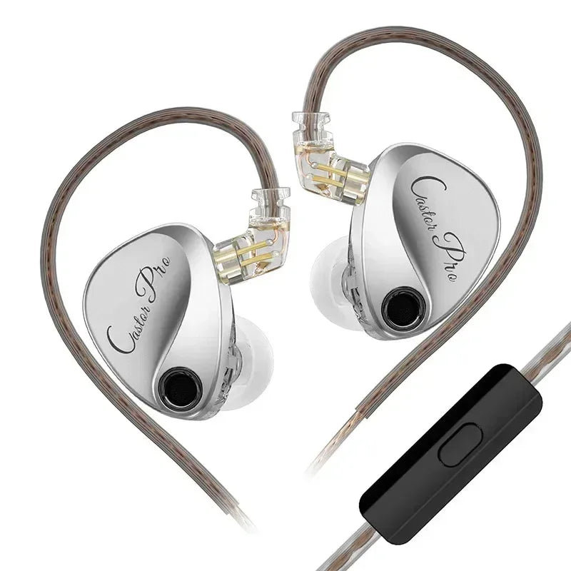 Tidesmit Dual Dynamic Driver Hi-Fi Wired In-Ear Monitors Silver-MIC Tidesmit